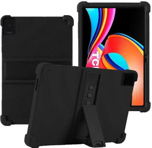 YHFZR Funda para TCL Tab 10L Generación 2/8492A, Silicón Ligera Carcasa Antideslizante con Soporte para los niños para TCL Tab 10L Generación 2/8492A 10,1 Pulgada, Negro