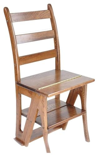 NTIYOU Folding ladder stool 4 Step Stool Ladder Full Wooden Folding Staircase Chairs Home Kitchen Climbing Stepladder Multifunction Storage Shelf Balcony