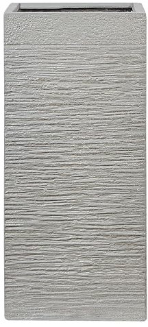 Blumentopf hellgrau quadratisch 33 x 33 cm mit Loch modern 70 cm hoch DION
