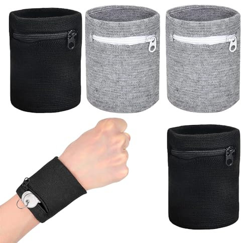 Sport Handgelenk Tasche,Sport Handgelenktasche,Handgelenktasche mit Reißverschluss für Männer Frauen,für Jogging Fitness Laufen Radfahren Fußball Basketball(Schwarz+Grau)