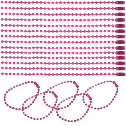 Kugel-Perlenkette, 100 mm, 2,4 mm Durchmesser, mit Kugelverbindungsverschluss, Schlüsselanhänger, Ringe, Metallperlenkette, DIY-Schmuck, Zubehör, Hundemarke, Kette (Rose)