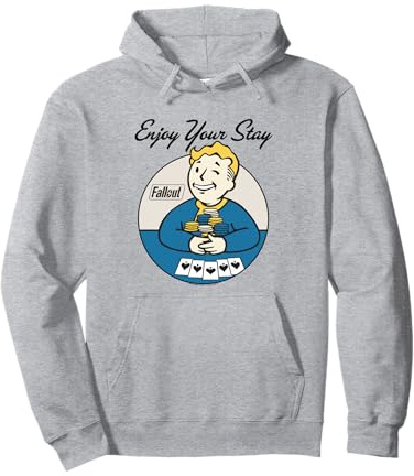 Fallout Video Game Vault Boy Poker Enjoy Your Stay Felpa con Cappuccio