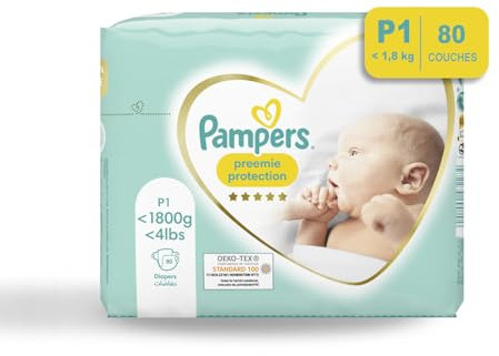 Pampers Preemie Protection Größe P1, x80 Windeln, < 1800 g, unsere Nr. 1 für Komfort & Schutz empfindlicher Haut