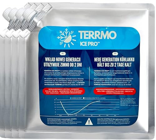 TERRMO Ice Pro™ Premium Groß Kühlakku für Kühltasche, Kühlbox, Kühlrucksack | Lange Kühldauer bis zu 48-72h | Wiederverwendbar, Hochleistungsfähig | Kühlelemente XL | 830ml/900g, 25x25cm (4er Pack)