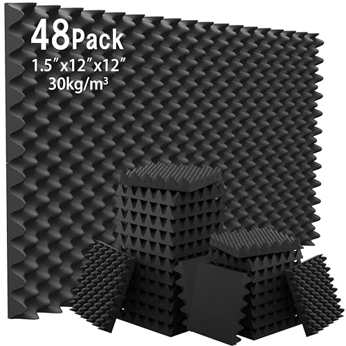 Akustikschaumplatten, 3,8 x 30,5 x 30,5 cm, Schaumstoff-Pads, verbesserte schalldichte Schaumstoffplatten für Wände, feuerhemmend, schalldichte Wandpaneele, hochdichte
