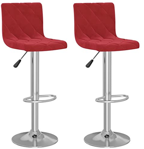 vidaXL 2X Barhocker Höhenverstellbar Drehbar Küchenhocker Barstuhl Tresenhocker Tresenstuhl Thekenhocker Bistrohocker Bar Stuhl Hocker Weinrot Samt
