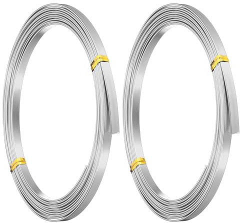 PATIKIL 18 Calibre 5mm Alambre Plano de Aluminio 10' Alambre Plano Flexible para Máscaras Faciales de Bisel Suave para Manualidades de Resina Marco de Bisel de Alambre Plata