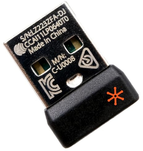 NoirVogel New USB Dongle Unifying Receiver for Mouse and Keyboard – ONLY Compatible with Logitech Product that Have the Unifying Logo (Orange Star, Connects up to 6 Devices, 2.4G Wireless)