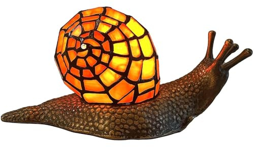 Bieye Land Schnecke Tiffany Stil Buntglas Akzent Tischlampe für Home Decor (Orange, 10 T x 5 B x 5 H)