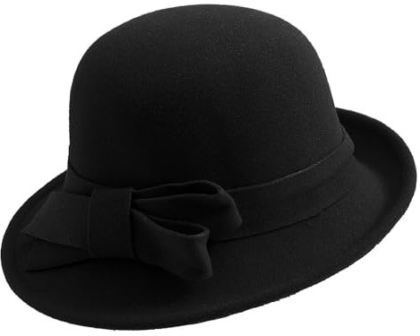 MESU Damen Vintage Filz Eimer Hut 1920S Cloche Bowler Hüte Schwarz