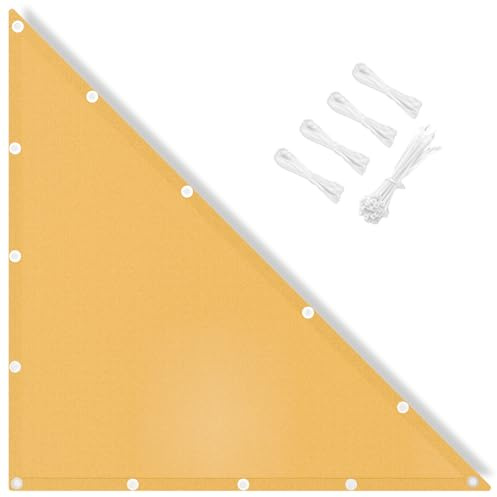 IOAOI Tenda da sole impermeabile, 4x5x6,4M Tenda a baldacchino triangolare, 95% di blocco UV con corda gratuita, tenda parasole per esterni, giardino, patio, cortile, prato, pergola, carport - Beige