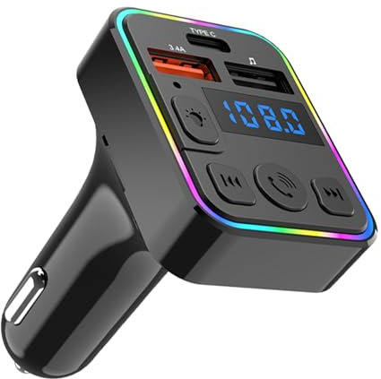 Adattatore Per Autoradio,Ricevitore FM Wireless per Auto - Con Porta Type-C Plug-And-Play Doppia USB Multidispositivo Ricevitore MP3 Per Veicoli Come Automobili Camion Streaming Audio E Musica
