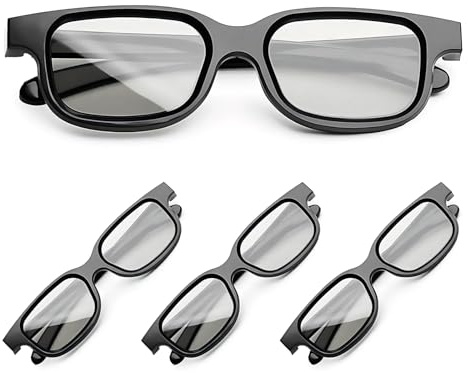 Kaelorae 4Pcs 3D Glasses for Cinema, Passive Polarized 3D Glasse Black Universal 3D Viewing Glasses 3D Sunglasses for Childrens Adults Home Cinema Theater TV Game 3d Print Anaglyph Photos