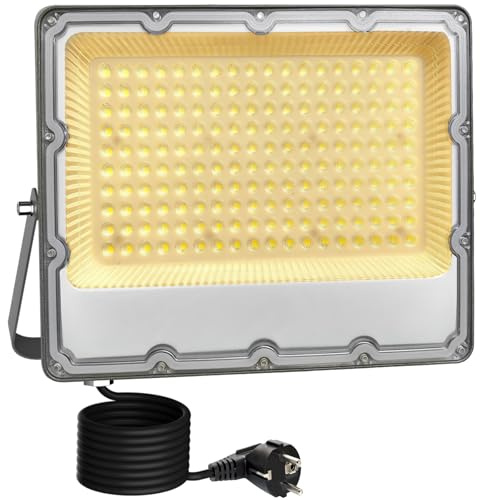 MEEKBOS LED Strahler Außen 150 W, 15.000 lm, 3000 K Warmweiß, Stecker | IP66 Wasserfester Fluter, Aussenstrahler für Outdoor Sicherheitsbeleuchtung, Hinterhof, Garten
