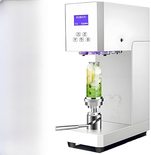 LQQYJSM 370W Commercial Can Sealer, Vacuum Packaging Machine Semi Automatic Sealing, with Smart Counter & LED Display, Glass Plastic Tin Can Cup Can Sealer Height Adjustable For Home White