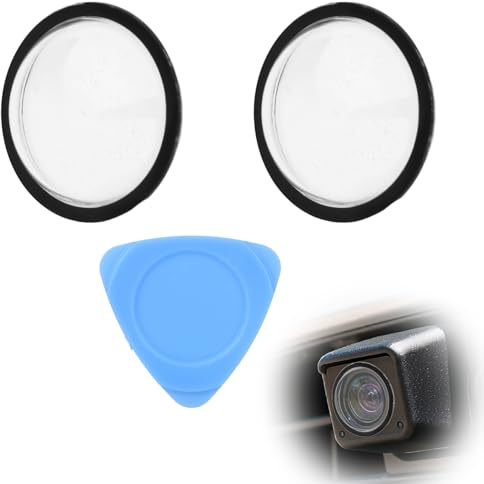2 Pcs Camera Lens Protector Guard Kit, Front Bumper Camera Lens PC Protective Cover with Crowbar & Double-Sided Tape for Tesla 2025 Cybertruck Model Y Juniper Model S