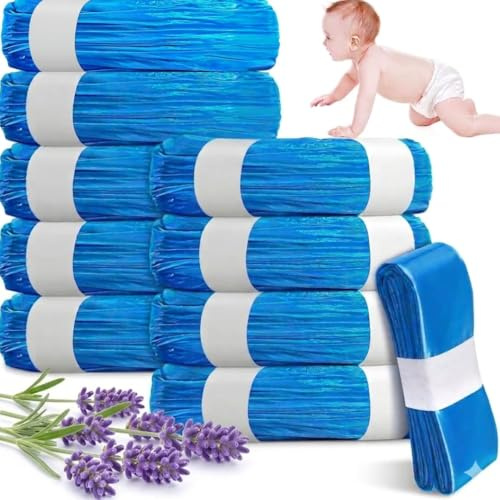 TruSky Pro Nappy Bin Refills 10-Pack (10m each) Diaper Pail Refill Bags Compatible with Tommee Tippee Sangenic Tec/Simplee Sangenic/Twist & Click,Powerful Odor Lock Disposal Nappy Bags