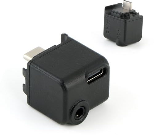 3.5mm Audio Adapter for DJI Osmo Action 5Pro Mic Audio Adapter for Action 4 Microphone Audio Input Enhanced with Type-C（for Charging）