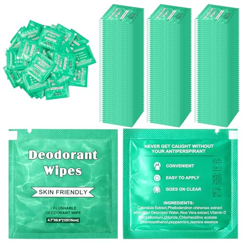 100 Pcs Antiperspirant Deodorant Wipes, Mini Travel Wipes Bulk | Unscented Individually Wrapped Design, Underarm Wipes for Women, Men, Teens, Travel and Daily Cleansing