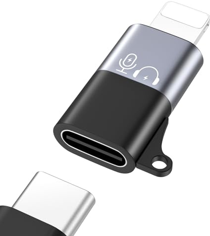 MoKo for DJI Mic Mini USB C to Lighting Phone Adapter - Lightning to USB-C Audio Adapter for iPhone 14/13/12/11/Apple EarPods/Wireless Mic Receiver/Phone, Support Charging -1 Pack