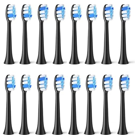 16PCS Bürstenköpfe, kompatibel mit Fairywill, P11 T9 P80 | Elektrische Zahnbürstenköpfe, Kunststoff, für Erwachsene(16Black)