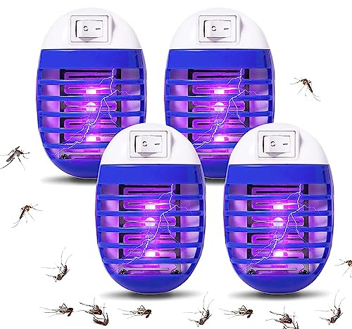 4pcs Anti Mouche Electrique,Anti Moustique Lampe,électrique Insecticide,électrique avec lumière UV,Destructeur de Mouches Intérieur,Moustique Attrape Mouche pour intérieur