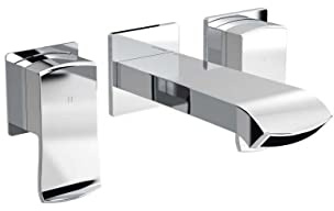 Bristan Descent Bathroom Taps, Square wall Mounted Chrome Bath Filler tap | DSC WMBF C, Modern design, Separate hot and cold tap handles, Matching bathroom sink taps available, Lifetime Cover