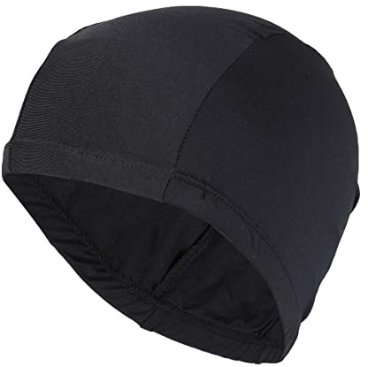 Hustar Stretch Stoff Badehaube Schwimmhaube Bademütze Schwimmkappe Badekappe für Erwachsene Jugendliche Schwarz