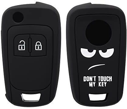 kwmobile Autoschlüssel Hülle kompatibel mit Opel Chevrolet 2-Tasten Klapp Autoschlüssel Hülle - Schlüsselhülle Don't Touch My Key Weiß Schwarz