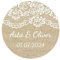 48 STICKERS Autocollants personnalisés pour mariage,Autocollants EFFET TOILE DE JUTE ET DENTELLE,40MM ROND étiquettes pour réception/mariage/cadeaux/fiançailles/invitation/cartes/dragées - Rd 056