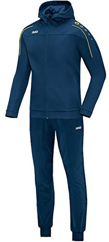 JAKO Trainingsanzug Herren & Damen Polyester Classico mit Kapuze Nightblue/Citro XXL - Jogginganzug 2-teilig für Sport und Alltag, Jogginghose & Trainingsjacke
