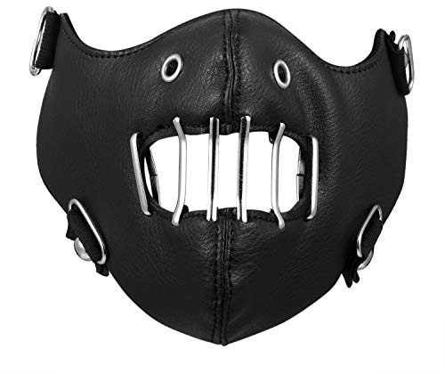 Leather Mask,Flongo Mens Motorcycle Bicycle Biker Hollow Half Face Mask,Anti-Dust Sport Mask for Men Fathers Christmas Valentine's Day