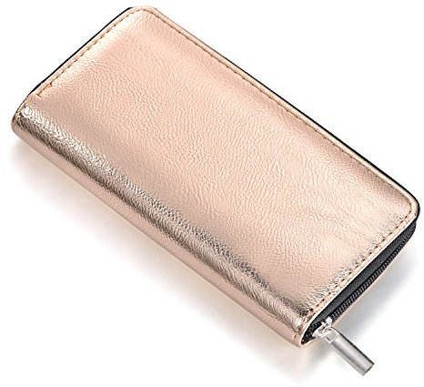 Porte-Monnaie pour Femme Doux métallisé avec Fermeture éclair Portefeuille Or Rose 20 x 10 x 2,5 cm