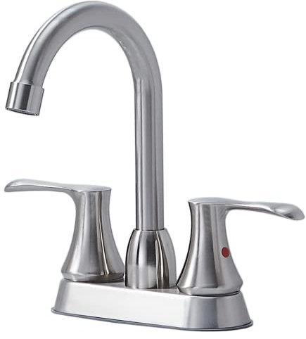 Comllen 2 Griff 4 Zoll Gebürstetes Nickel Badezimmer Wasserhahn, Moderne Camper Centerset Vanity Wasserhahn Gebürstetes Nickel Edelstahl RV Toilette Waschbecken Armaturen 3 Loch