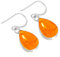 Jeweloporium 925 Sterling Silber Ohrring für Frauen Sílbern Ohrring Orange Bernstein mit Stein Tropfen Baumeln Kostüm Muttertag Geschenk Jahrgang Schmuck