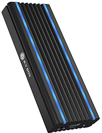 ICY BOX Boîtier SSD M.2 NVMe avec éclairage LED , USB 3.1 (Gen2, 10Gbit/s), PCIe M-Key, Disque dur externe SSD, Adaptateur NVMe, USB-C, USB-A, IB-1824ML-C31