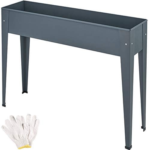 TecTake® Raised Planter with 42-Litre Capacity, Raised Garden Bed in Powder-Coated Steel with Tall, Slim Legs & Drainage Hole, Ideal Outdoor Planter for Herbs, Vegetables, Fruit, Flowers - Anthracite