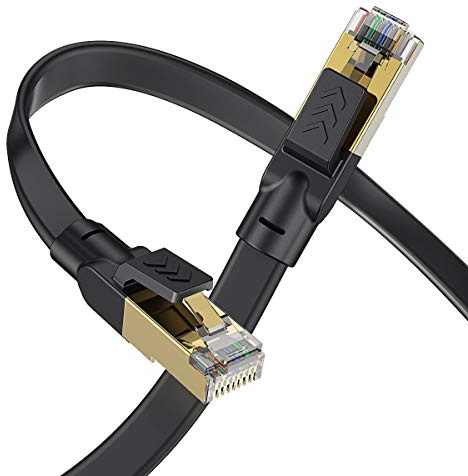 Bstxnwen Cat 8 Ethernet Cable 10 ft, Flat Ethernet Cable Internet Cable LAN Cable High Speed Ethernet Cables - Faster Than Cat7/Cat 6e Ethernet Cable