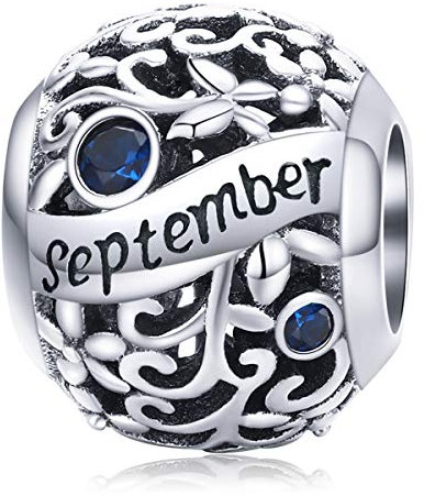 Lorrifal September 925 Sterling Silber Original Geburtsstein Charms passend für Pandora Armbänder Geburtstag Geschenk für Frauen Mädchen Mutter Tochter