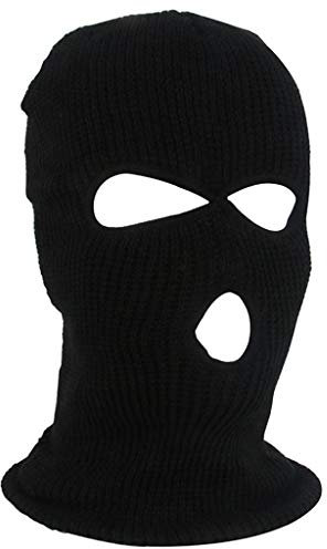 LINONI Halloween 3-Loch gestrickte Vollgesichtsabdeckung Winter Warm Neon Sturmhaube Maskenhut, Schwarz Phoenix Warrior Hat, Schwarz