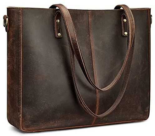 S-ZONE Damen Umhängetasche Echtleder Schultertasche Große Handtasche Arbeitstasche