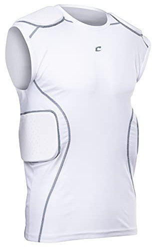 Champro Herren Formation Football Padded Sleeveless Compression Shirt Fußball-Kompressionsshirt ohne Ärmel, weiß, M