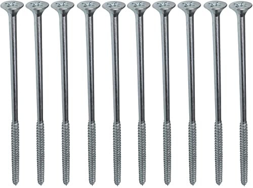 AERZETIX - C44854 - Lot de 10 - Vis à bois - Ø6x160mm - en acier zingué métal - tête fraisée - à empreinte cruciforme pozidriv - couleur argent