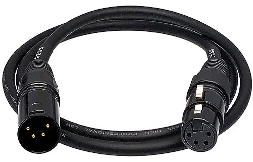 CESS-193-3fx1 Cable de extensión XLR macho de 4 pines a XLR hembra de 4 pines, cable de extensión de audio para auriculares (3 pies, 1 unidad)