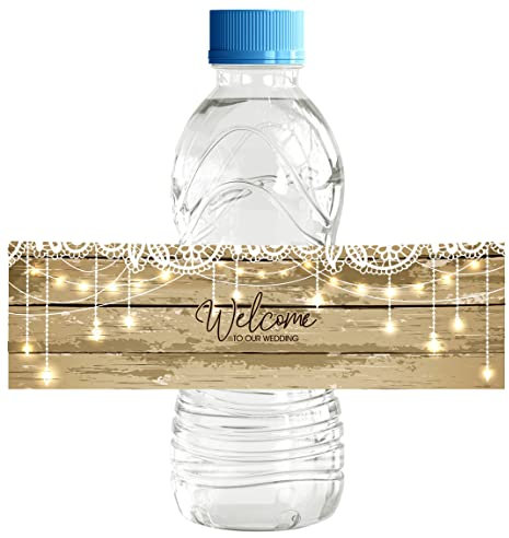 Darling Souvenir Wasserflasche Etiketten Rustikales Thema Holzpaneel Einfach zu bedienen Partyzubehör Willkommen zu unseren Hochzeitsaufkleber für Wasserflasche Hochzeit Kollektion - 32 Stück