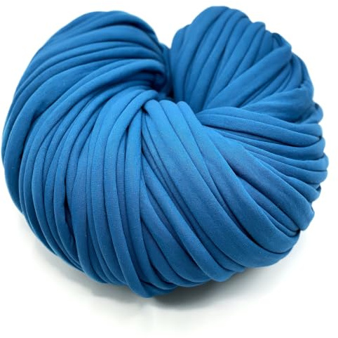 T-Shirt Super Bulky Yarn for arm Knitting Weighted Blanket, Pillow, Pouf, Carpet, Rug, Baskets, Duvet, Throw, pet Bed, Bed Fence, Blue Jeans