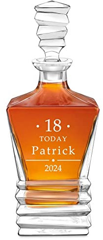 Maverton Personalised Whiskey Decanter for Man - Elegant Geometric Carafe for him - Geometric Model with Engraving - Stylish Barware for Birthday - for Whisky Connoisseurs - Birthday