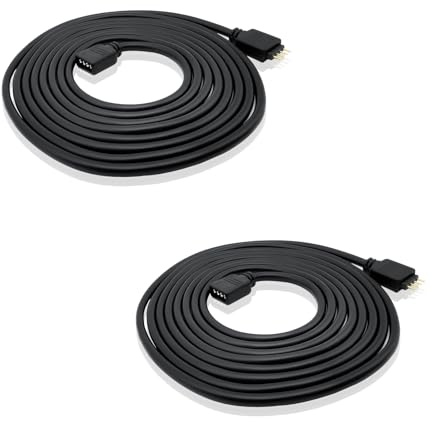 iYueMps 2pcs 1m Câble d'extension Bande LED RGB Rallonge de Ruban LED Extension Cable 4 Broches Extenseur Câble pour SMD 5050 3528 2835 RGB Strip, Noir