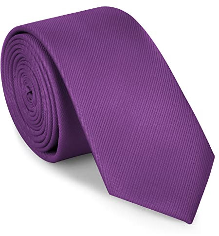 URAQT Cravate Homme, Cravate pour hommes faite à la main, 6CM Étroit Slim Plusieurs Couleurs Disponibles, Cravate Unie pour Mariage Cravate d'Affaires Formelle, Couleur Violet Foncé