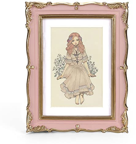 PHAREGE Cadre photo vintage 12,7 x 17,8 cm, or rose, cadre antique décoratif avec passe-partout pour photo de 10 x 15 cm, cadre mat fantaisie pour bureau ou mur, horizontal ou vertical